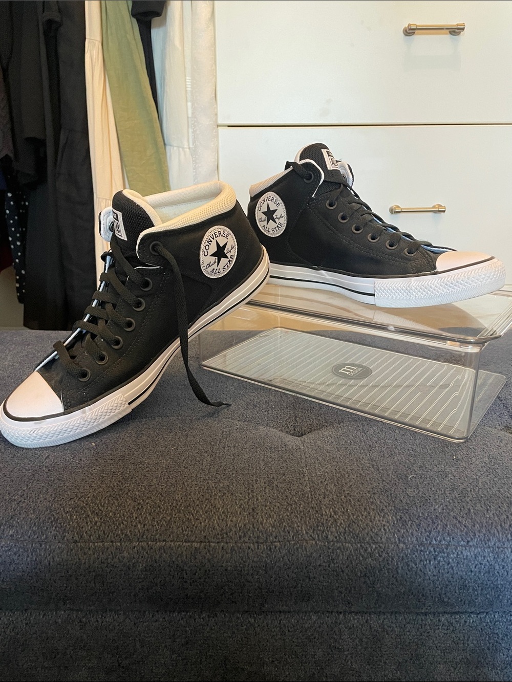 Converse Black and White High Top Sneakers Size 9